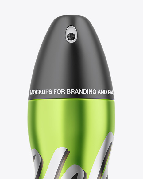 Glossy Metallic Spray Bottle Mockup