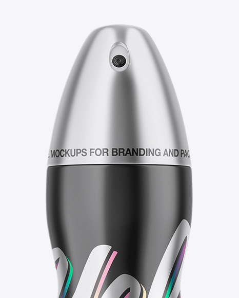 Glossy Metallic Spray Bottle Mockup