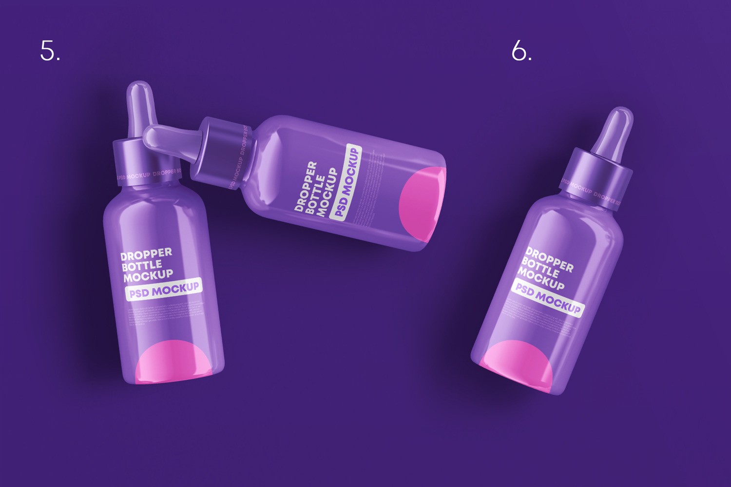 Glossy Dropper Bottle Mockup Set Glossy Dropper Bottle Mockup Set