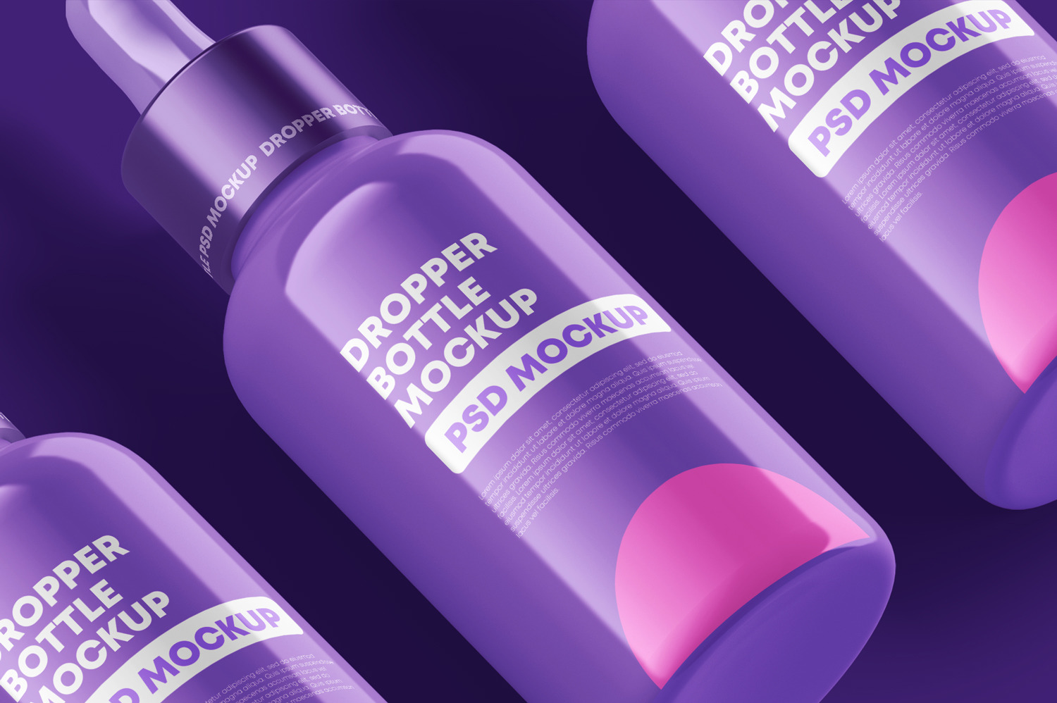 Glossy Dropper Bottle Mockup Set Glossy Dropper Bottle Mockup Set
