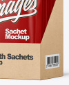 Glossy Sachets in Display Box Mockup