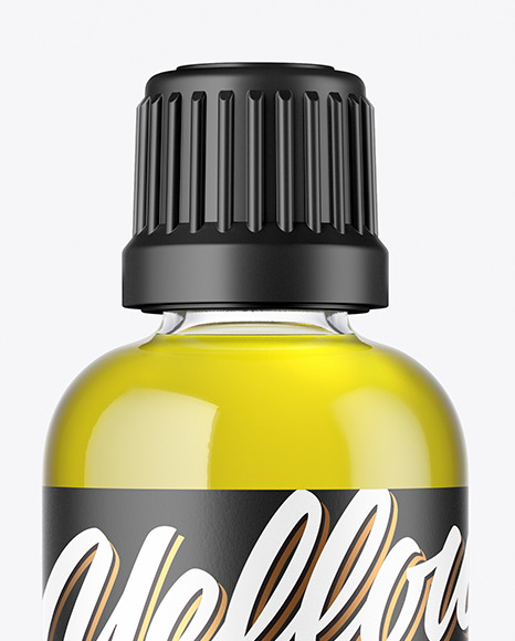 Clear Glass Bottle with Oil Mockup