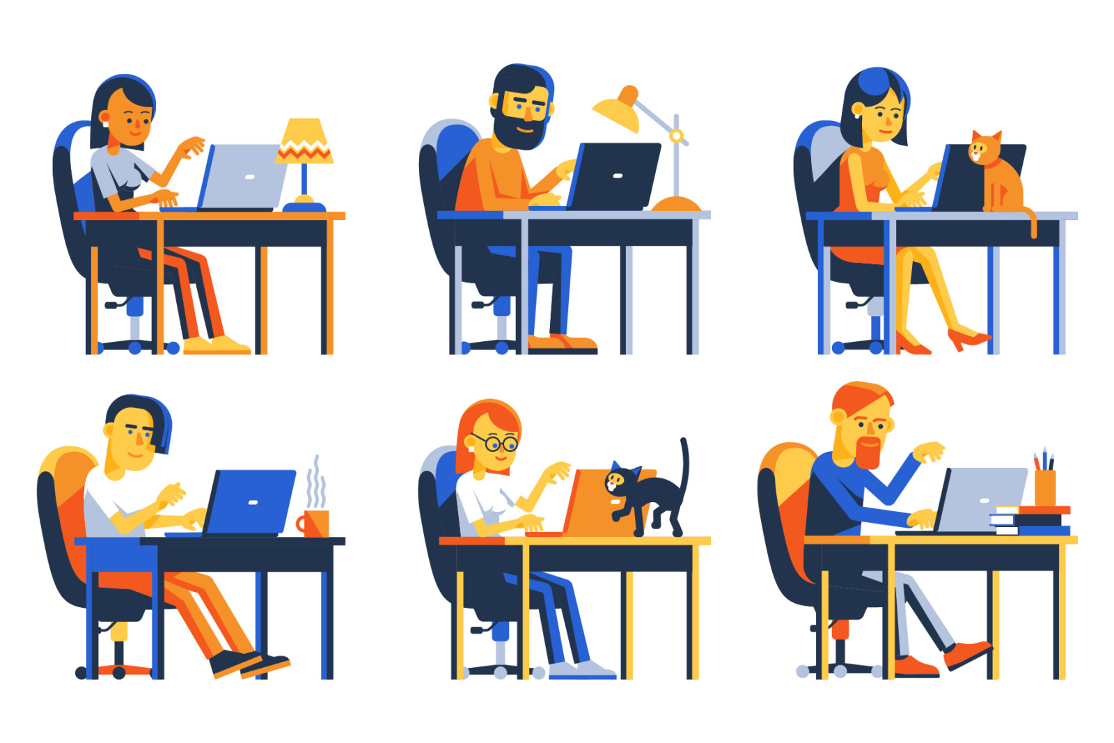 Home Working People With Laptop