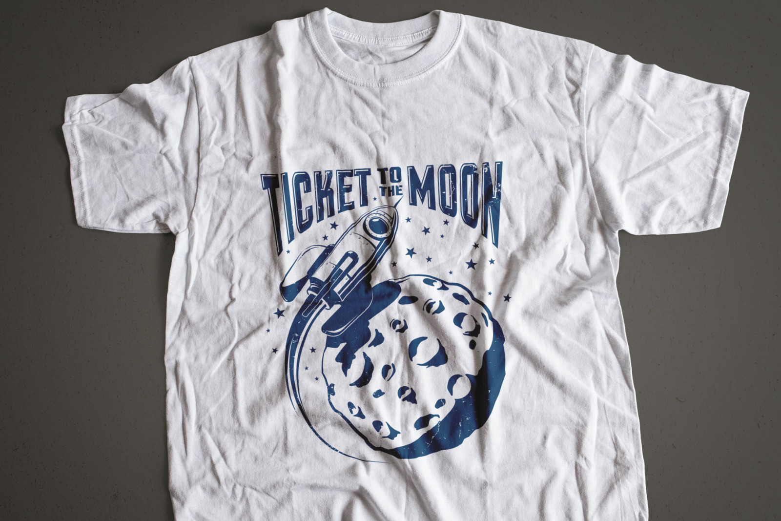 Space Rocket And Moon Set