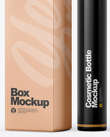 Cosmetic Packaging Box with Lipstick Mockup - Front View