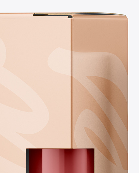 Cosmetic Packaging Box with Lipstick Mockup - Front View