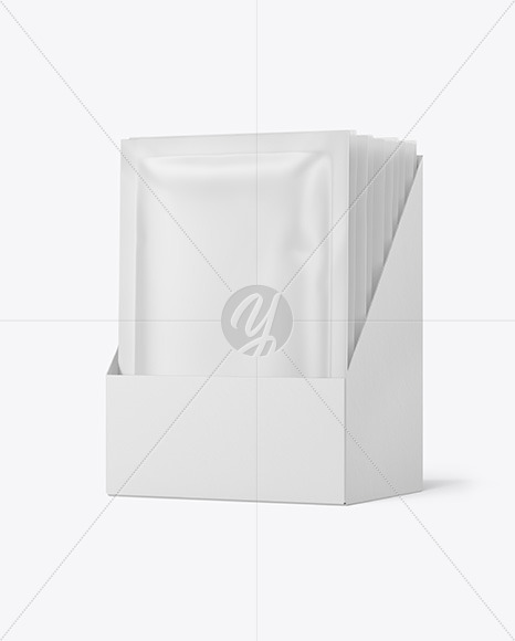 Matte Sachets in Display Box Mockup