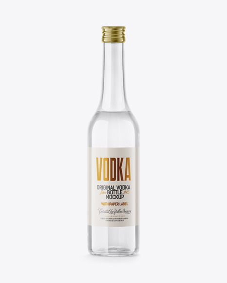 Clear Glass Vodka Bottle Mockup