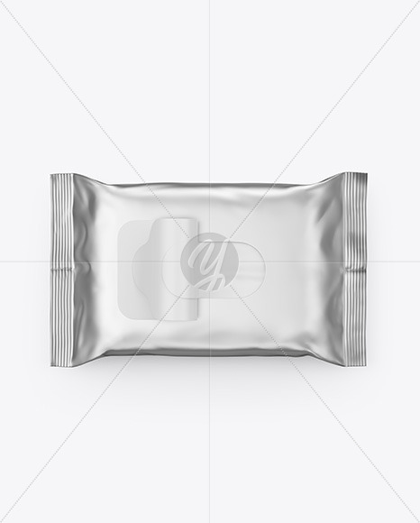 Metallic Wet Wipes Pack Mockup - Top View