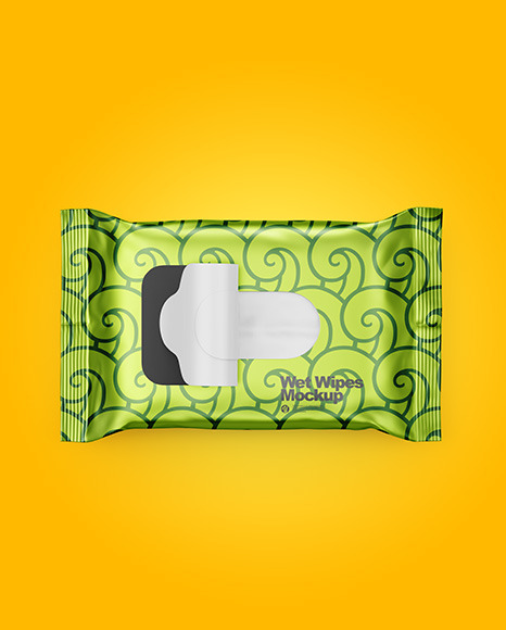 Metallic Wet Wipes Pack Mockup - Top View