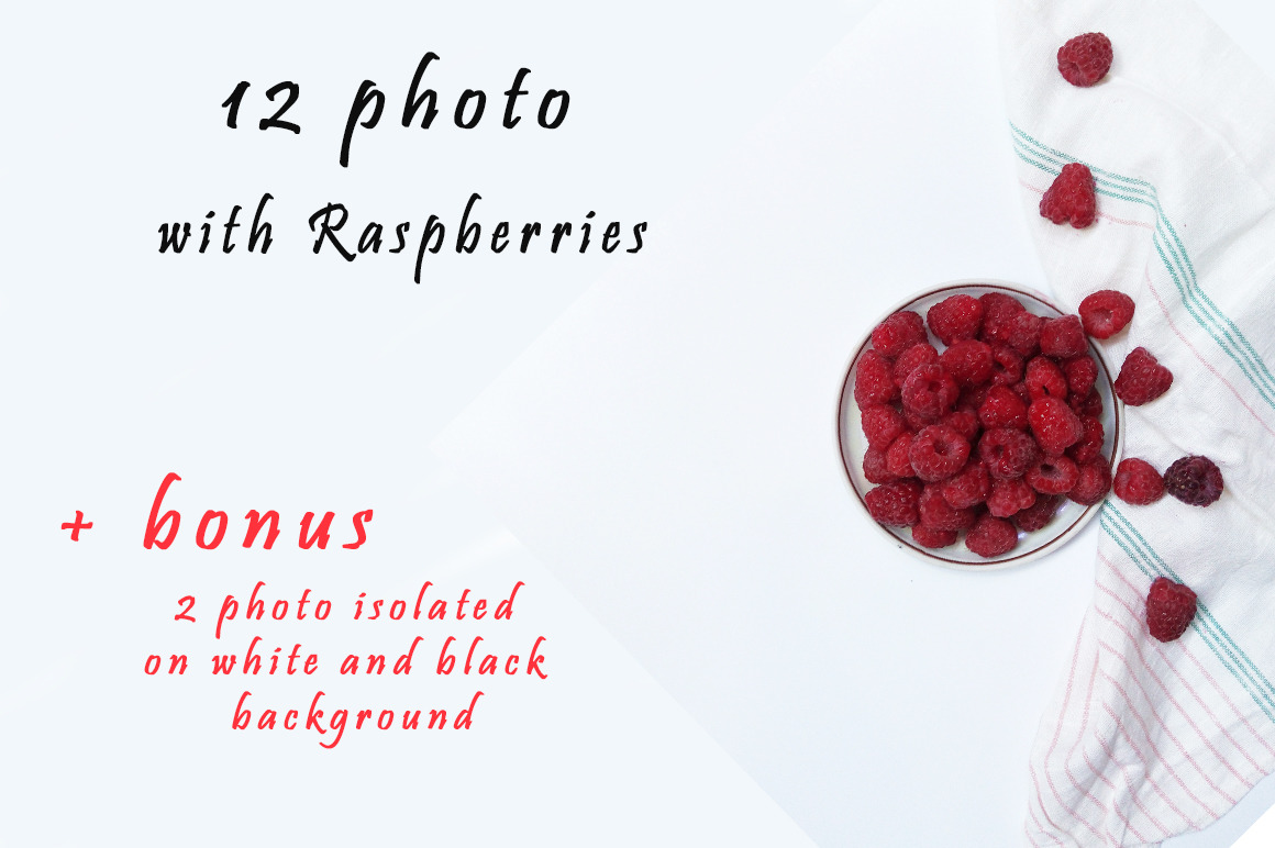 Raspberries on the plate juicy , with a retro towel Raspberries on the plate juicy , with a retro towel