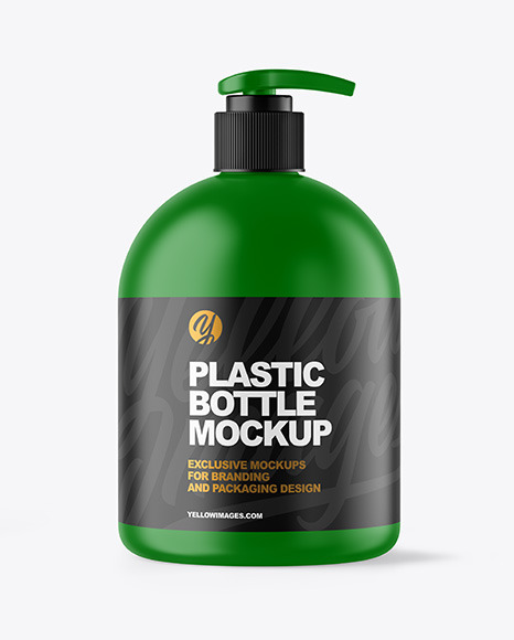 Matte Plastic Bottle with Pump Mockup