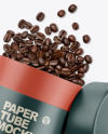 Glossy Paper Tube W/ Coffee Mockup