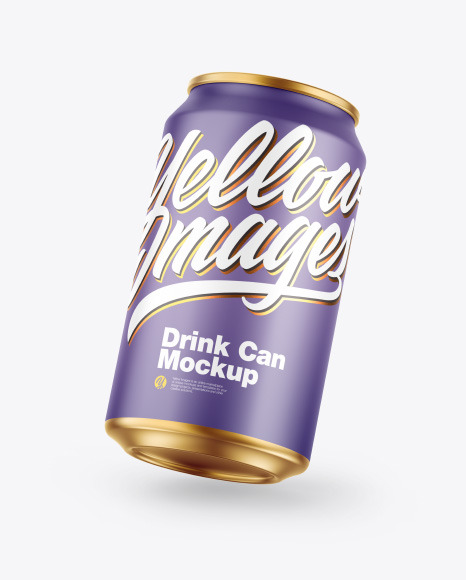 Metallic Drink Can w/ Matte Finish Mockup