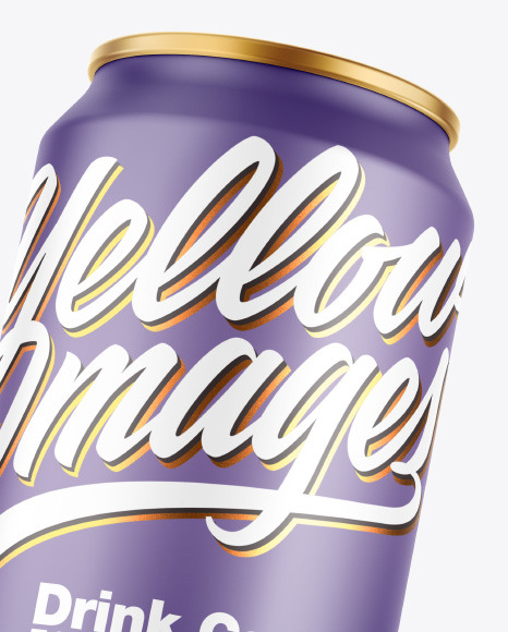 Metallic Drink Can w/ Matte Finish Mockup