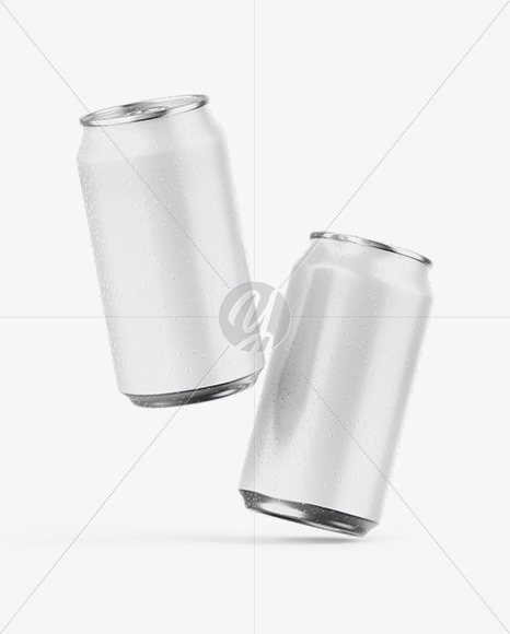 Two Metallic Cans W/ Matte Finish Mockup Two Metallic Cans W/ Matte Finish Mockup