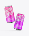 Two Metallic Cans W/ Matte Finish Mockup Two Metallic Cans W/ Matte Finish Mockup