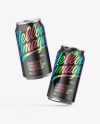 Two Metallic Cans W/ Matte Finish Mockup Two Metallic Cans W/ Matte Finish Mockup