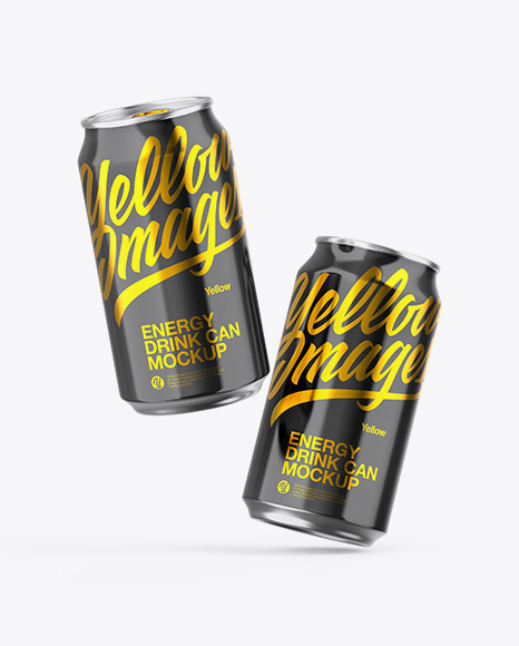 Two Metallic Cans W/ Glossy Finish Mockup