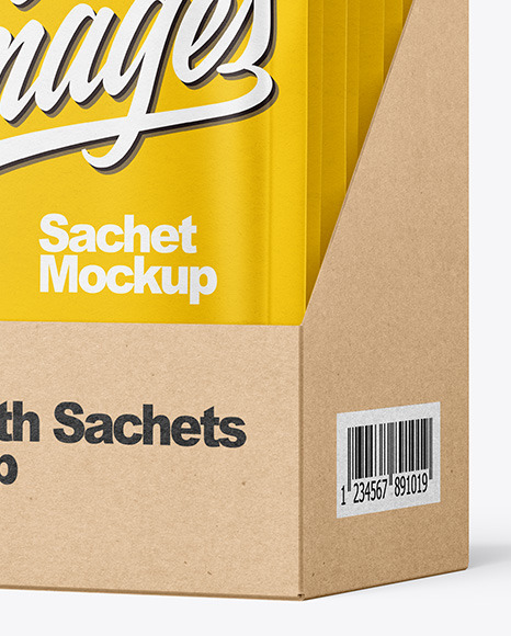 Paper Sachets in Display Box Mockup