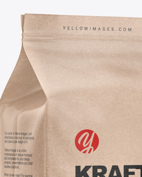 Kraft Coffee Bag Mockup - Half Side View