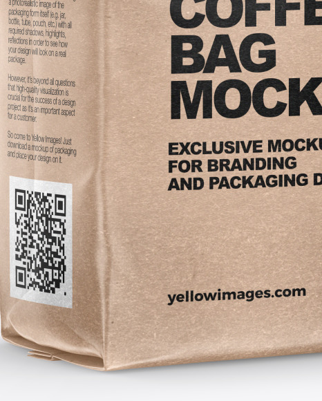 Kraft Coffee Bag Mockup - Half Side View