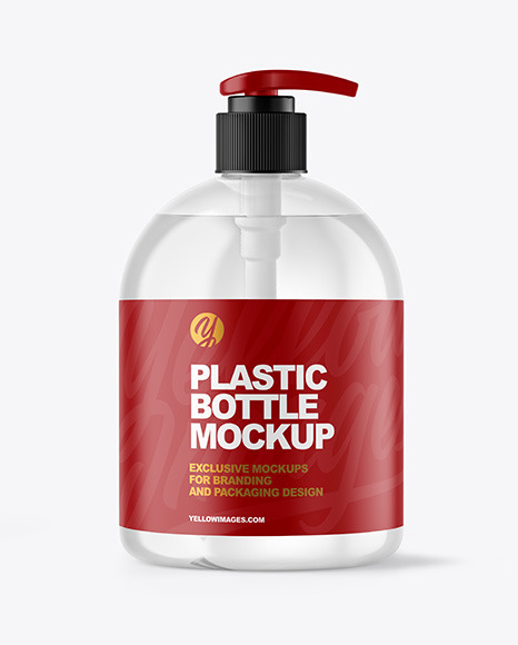 Clear Plastic Bottle with Pump Mockup