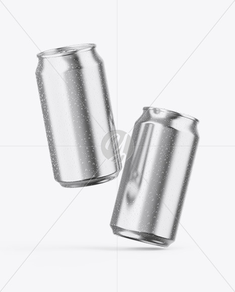 Two Glossy Metallic Cans Mockup Two Glossy Metallic Cans Mockup
