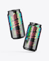 Two Glossy Metallic Cans Mockup Two Glossy Metallic Cans Mockup