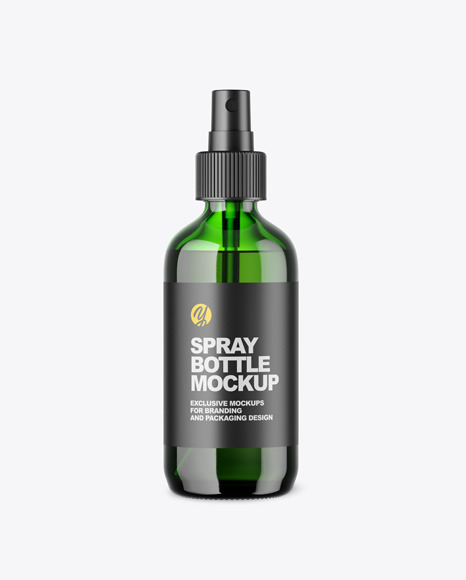 Green Glass Spray Bottle Mockup