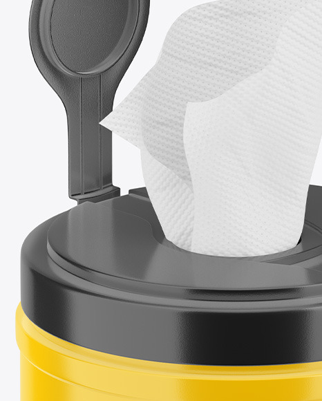 Glossy Opened Sanitizing Wipes Canister Mockup