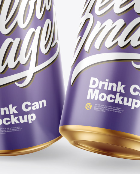 Metallic Drink Cans w/ Glossy Finish Mockup