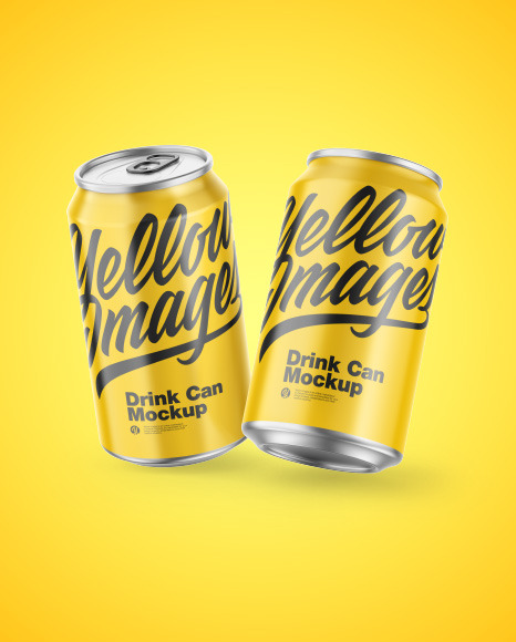 Metallic Drink Cans w/ Glossy Finish Mockup