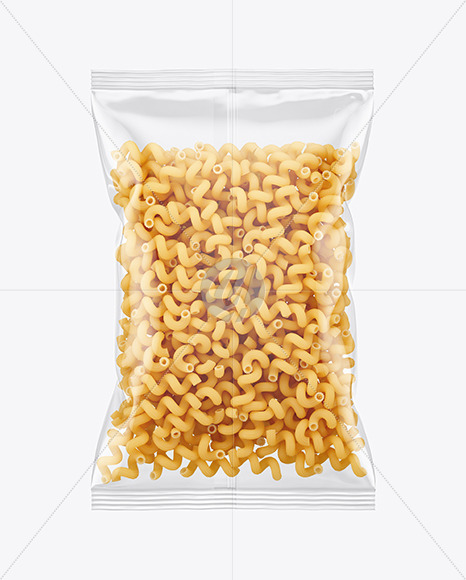 Plastic Bag With Cavatappi Pasta Mockup