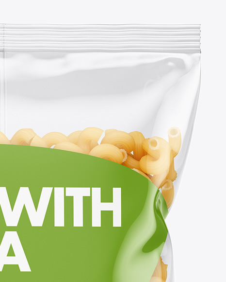 Plastic Bag With Cavatappi Pasta Mockup