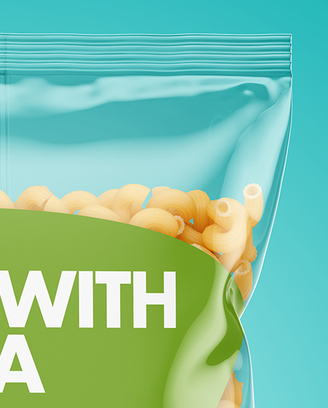 Plastic Bag With Cavatappi Pasta Mockup