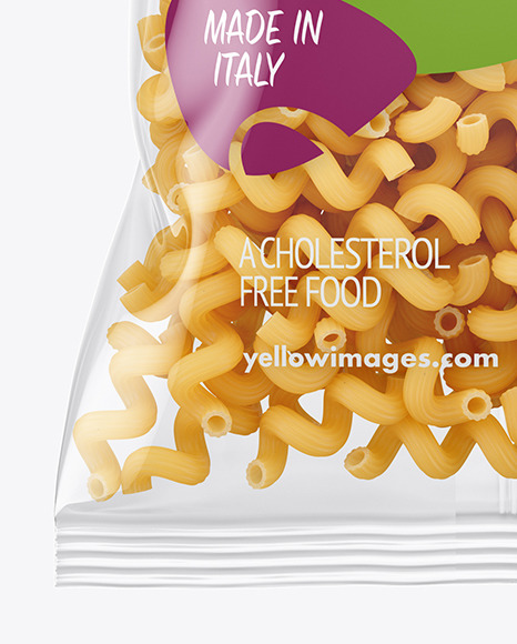 Plastic Bag With Cavatappi Pasta Mockup