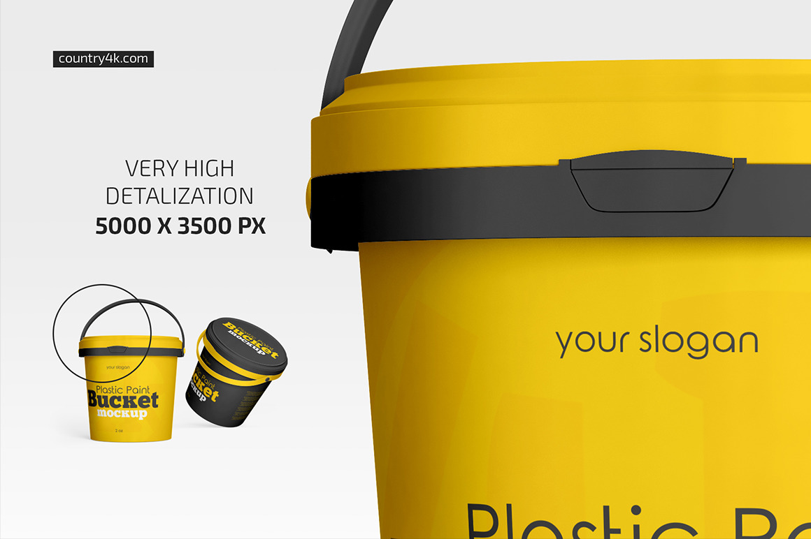 Plastic Paint Bucket Mockup Set