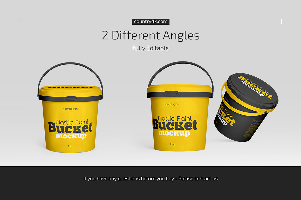 Plastic Paint Bucket Mockup Set