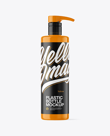 Glossy Plastic Bottle with Pump Mockup