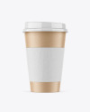 Kraft Coffee Cup With Holder Mockup