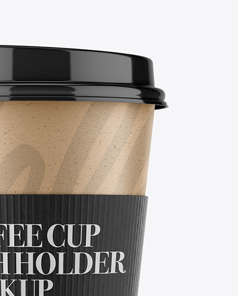 Kraft Coffee Cup With Holder Mockup