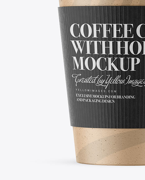 Kraft Coffee Cup With Holder Mockup