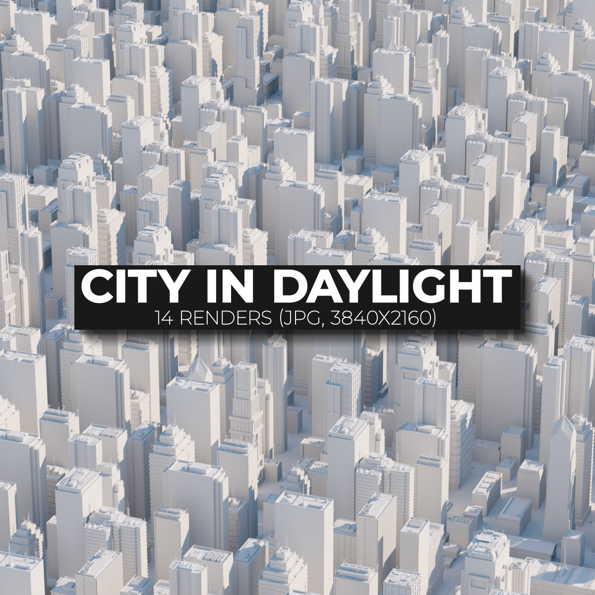 Set of different render of city in daylight