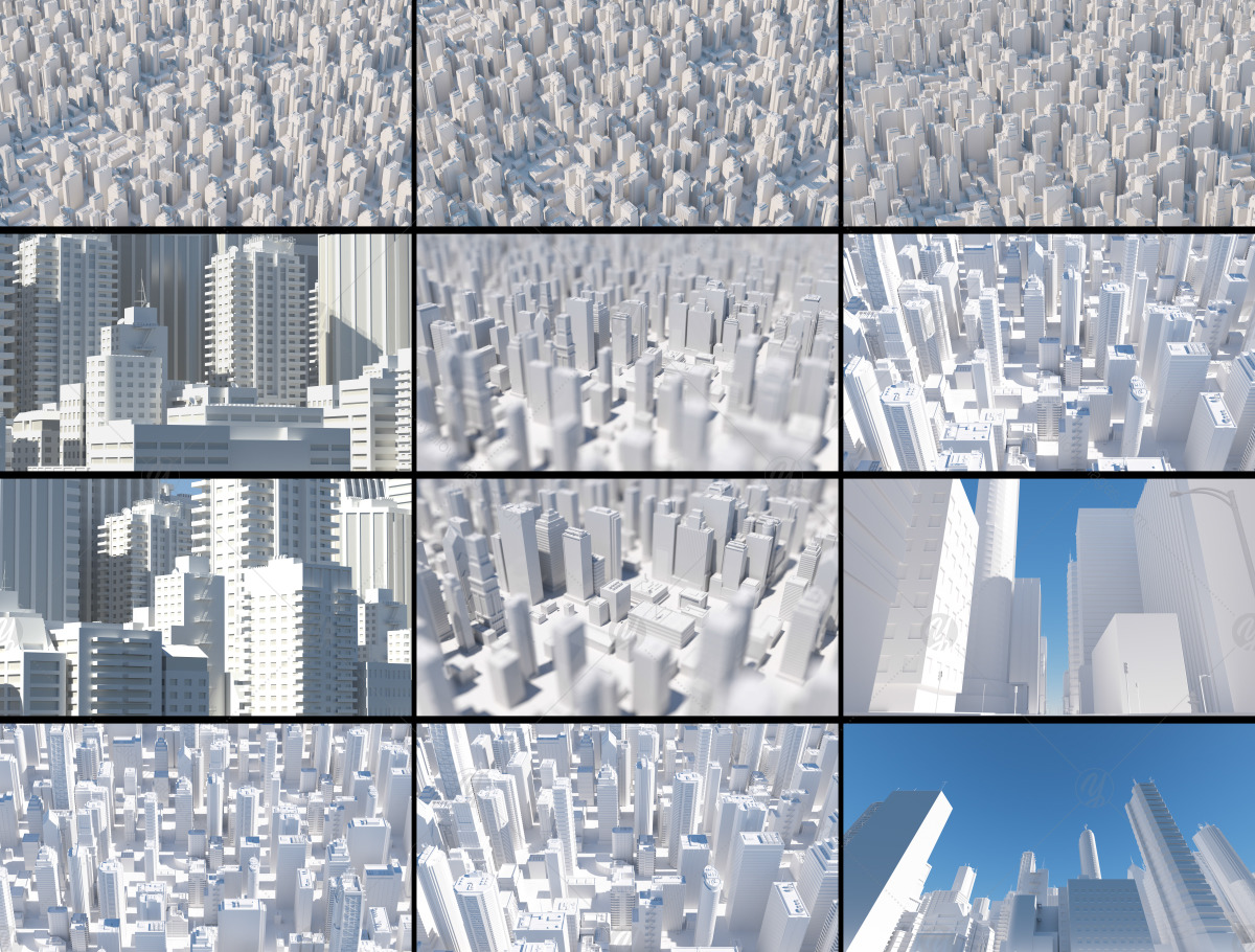 Set of different render of city in daylight Set of different render of city in daylight