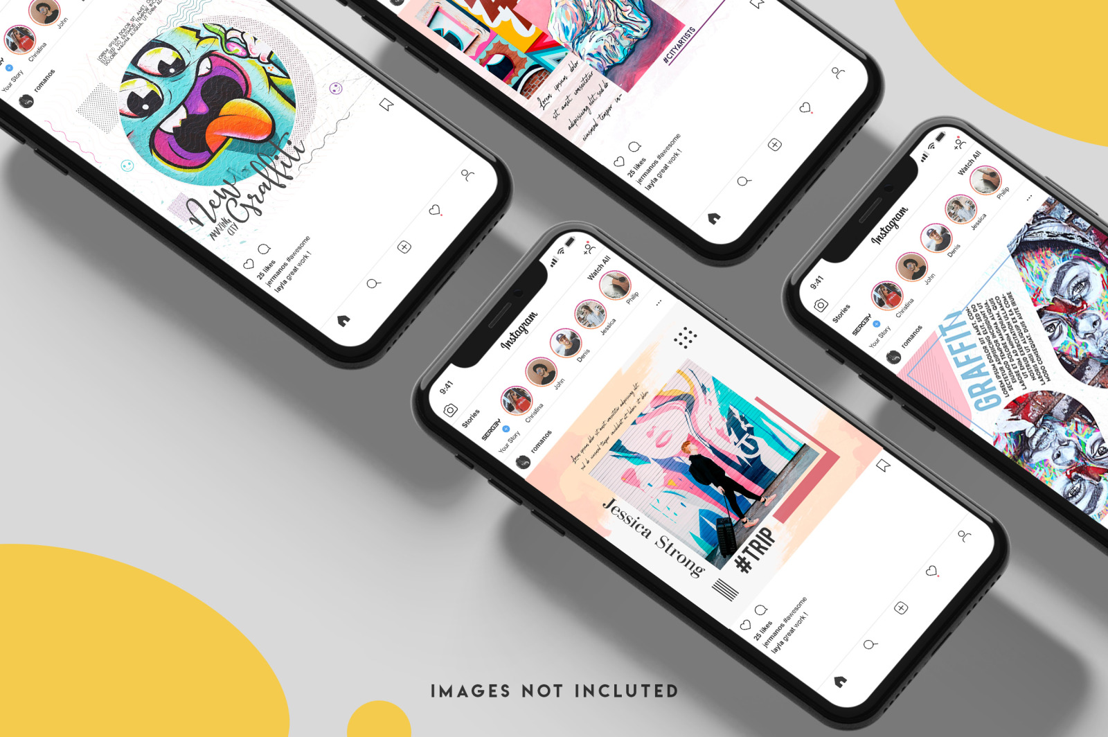 10 Instagram post template set