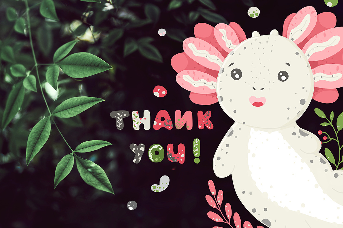 Hello Axolotl - Graphics cute cartoon salamander Hello Axolotl - Graphics cute cartoon salamander