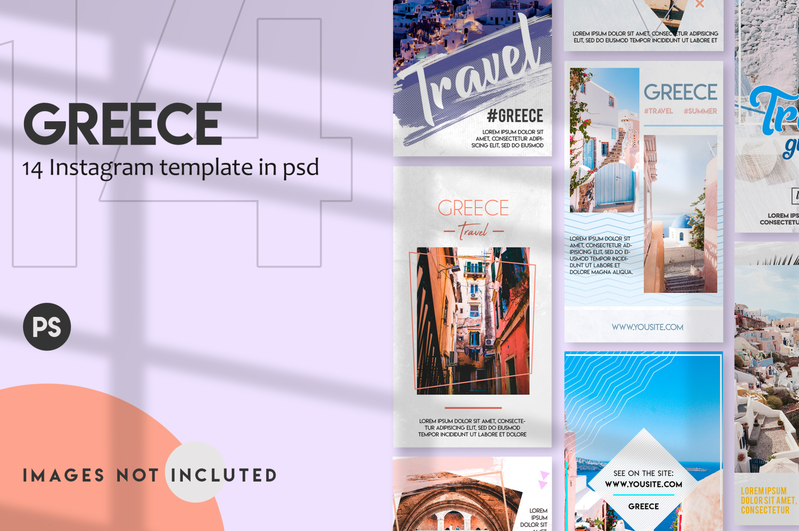 Greece instagram stories template set Greece instagram stories template set