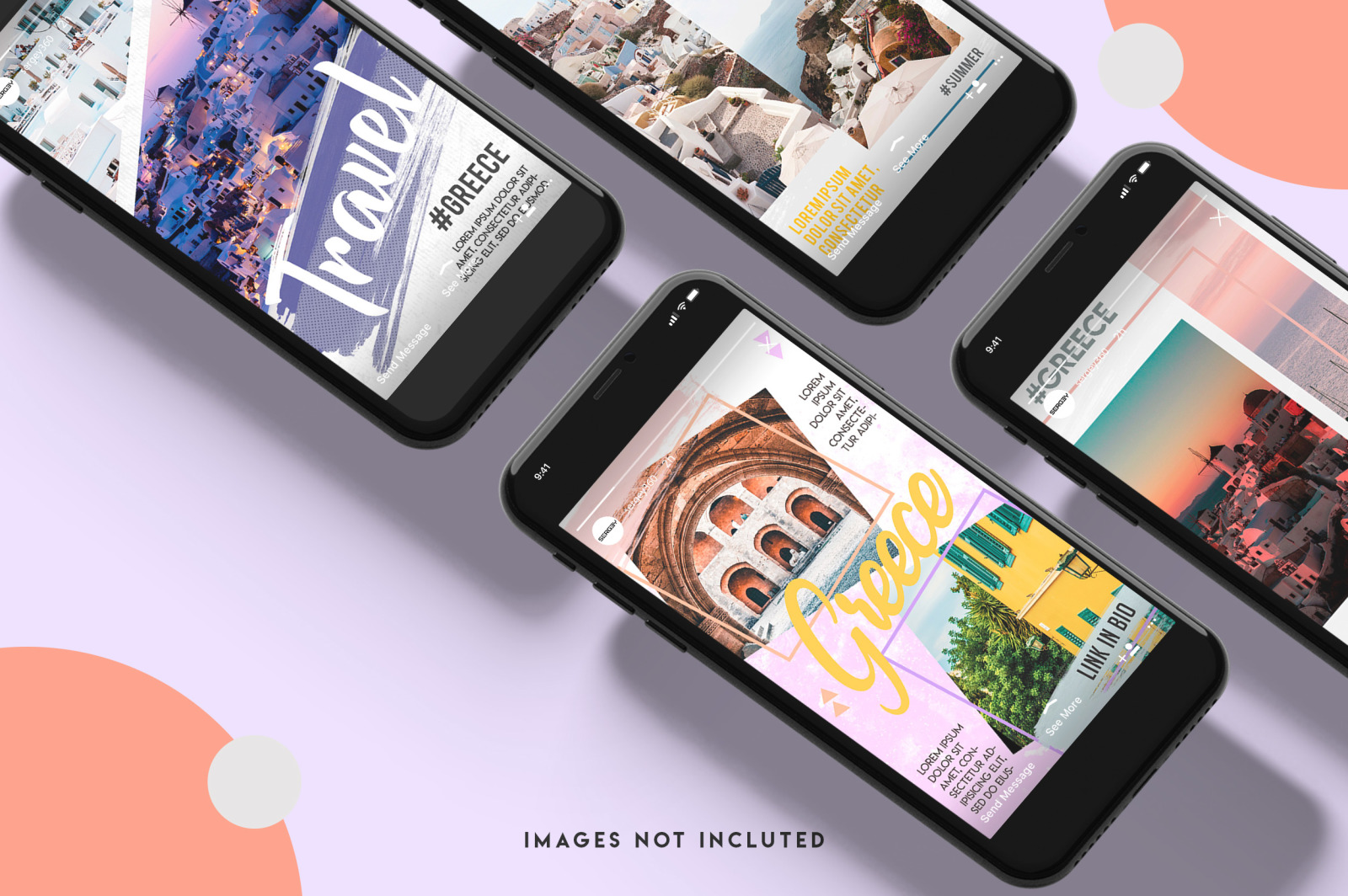 Greece instagram stories template set Greece instagram stories template set