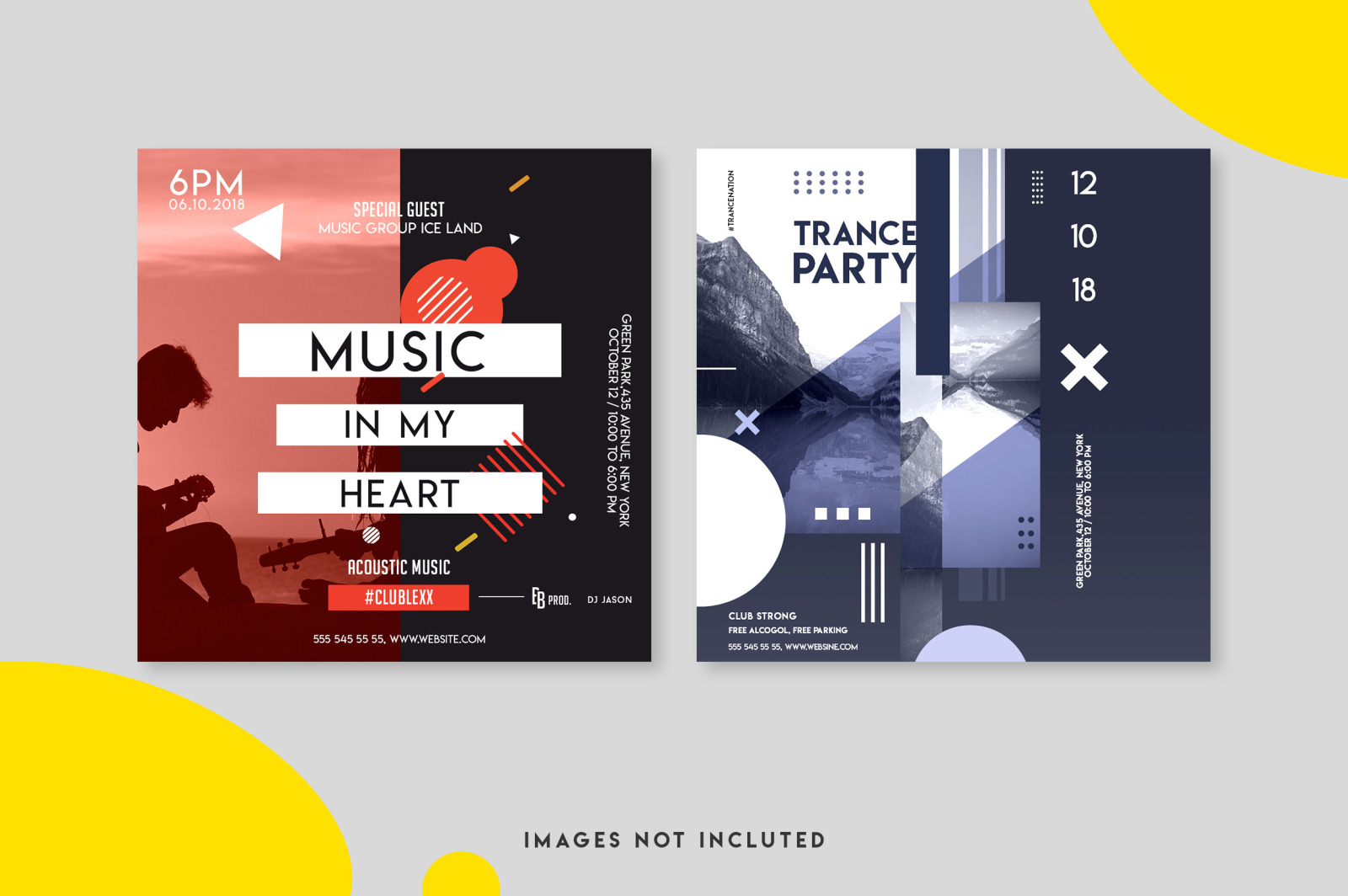 Music festival instagram post template set Music festival instagram post template set